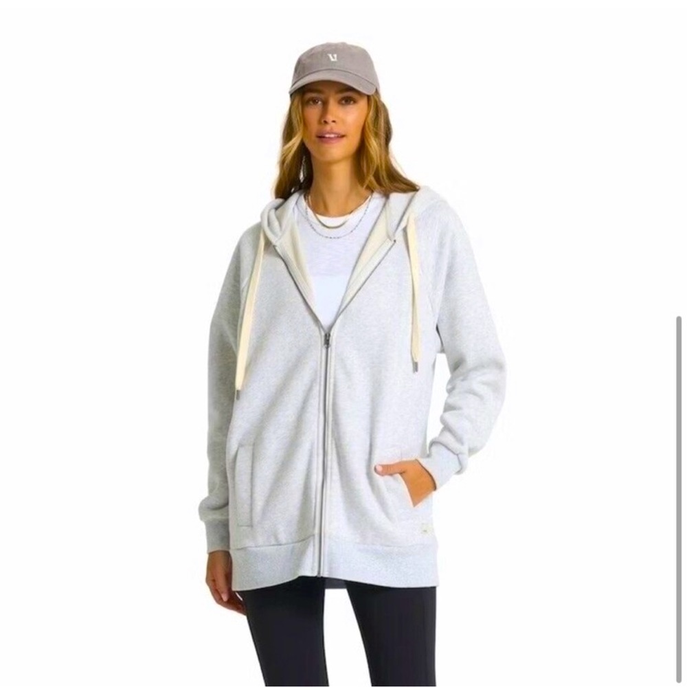 Vuori Restore Oversized Full Zip Hoodie Heathered Gray sz S